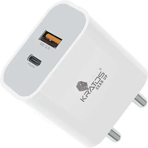 Kratos Power 45W Fast Charger Adapter with Dual Output (USB + Type-C)